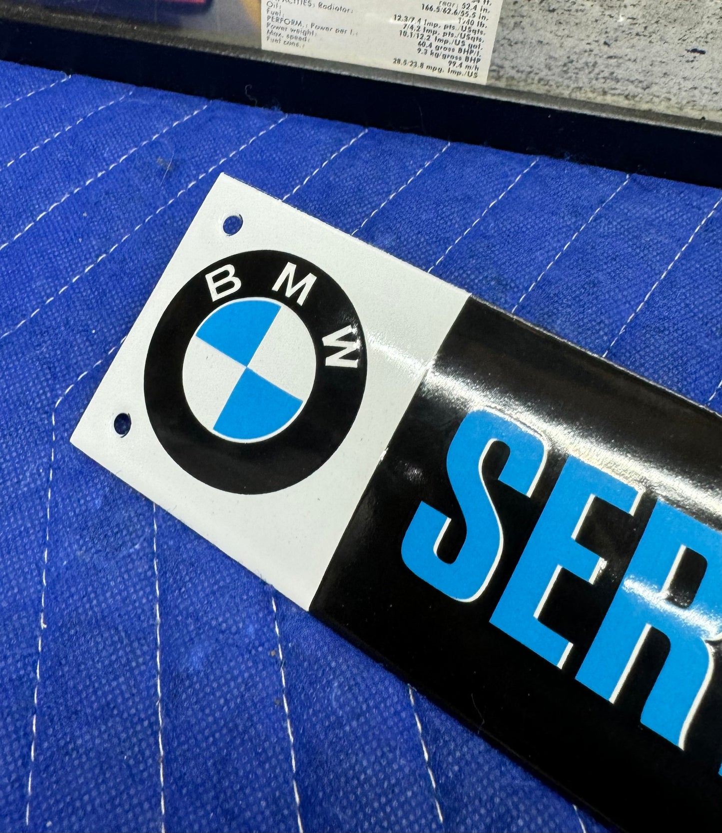 Vintage BMW Service Advertising Sign Die Cut Heavy Metal Porcelain