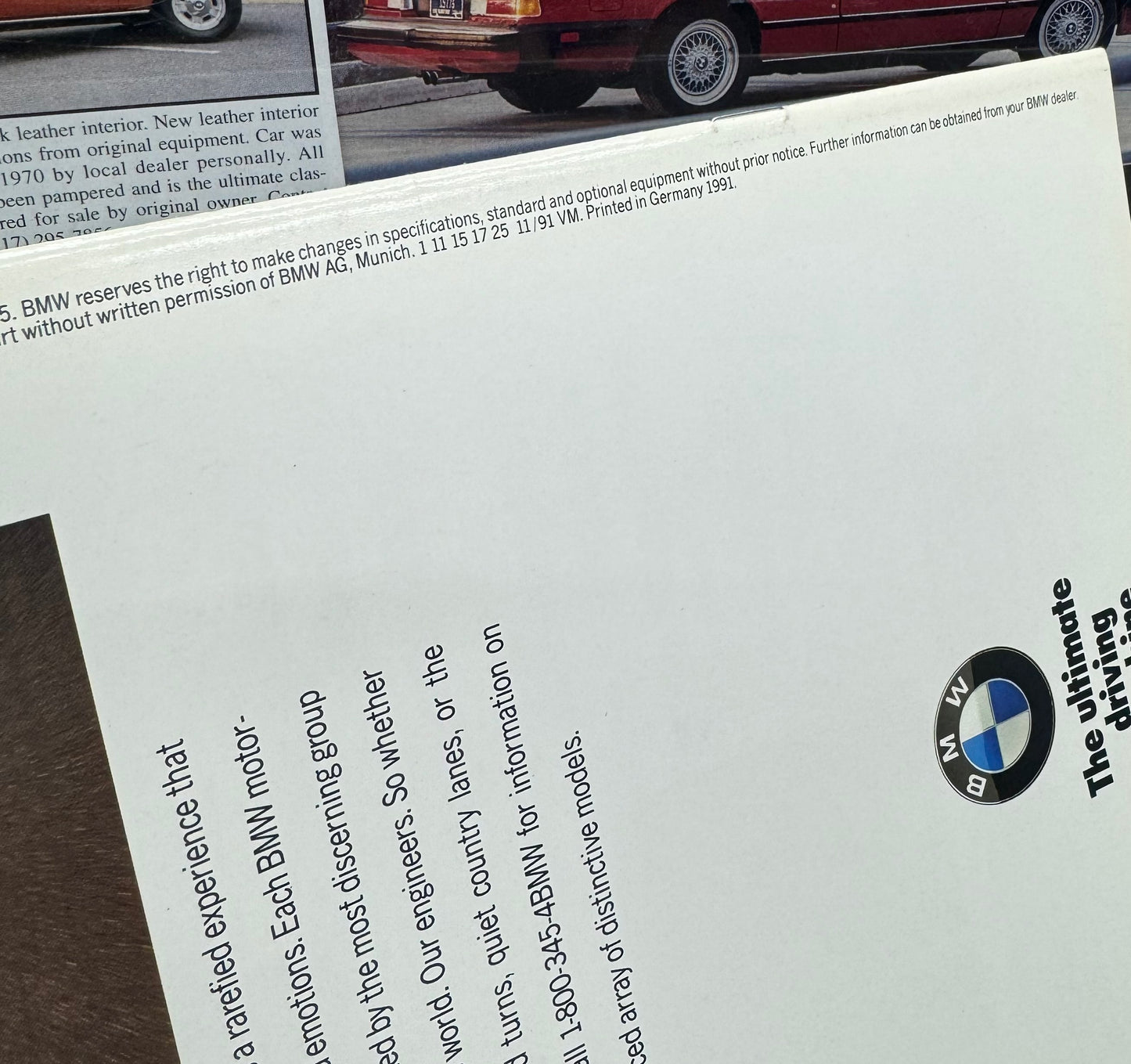 BMW 1991 “BMW Model Range” Booklet