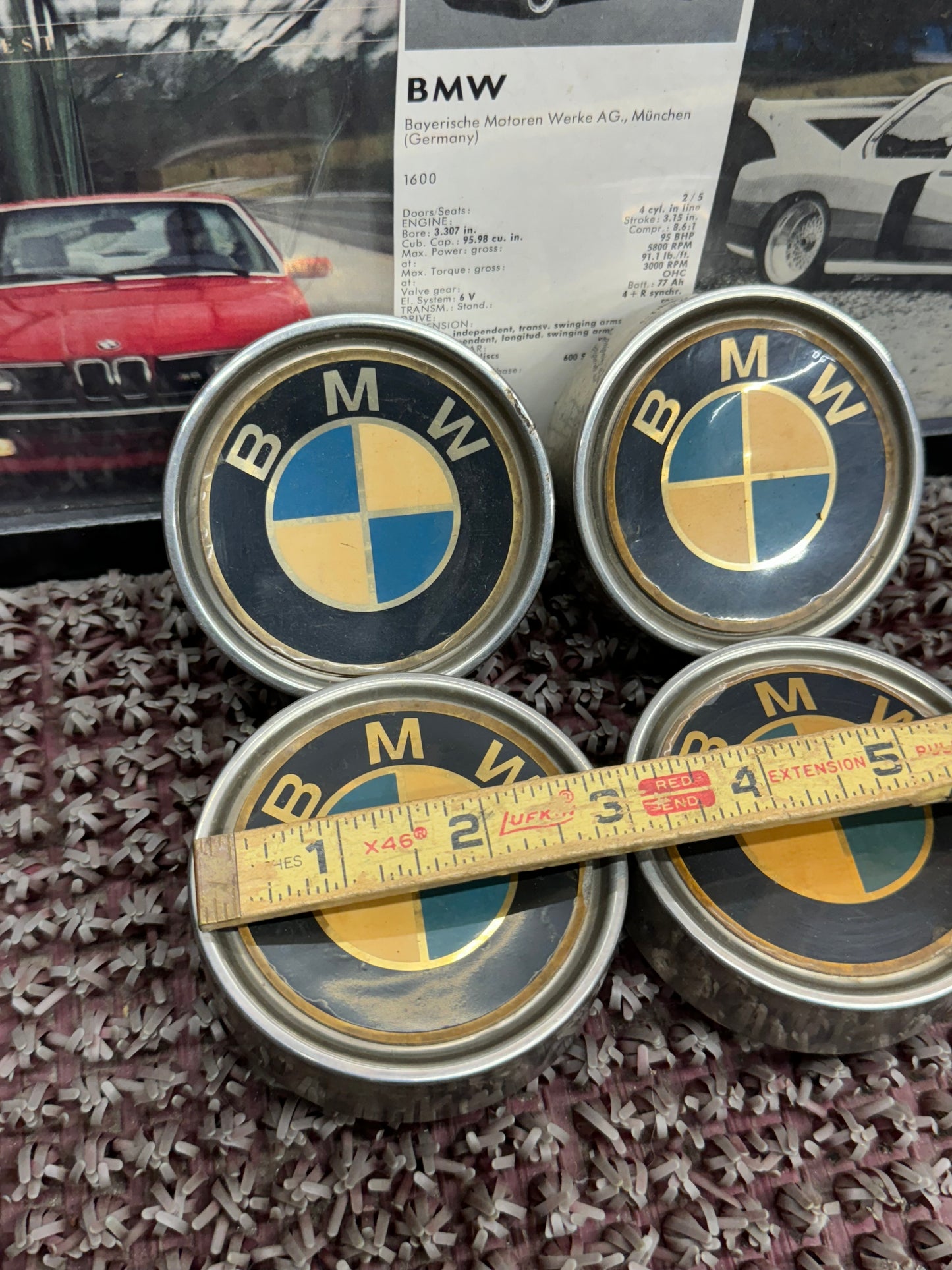 BMW Vintage Wheel Hub Cap Emblem Cover Set of 4