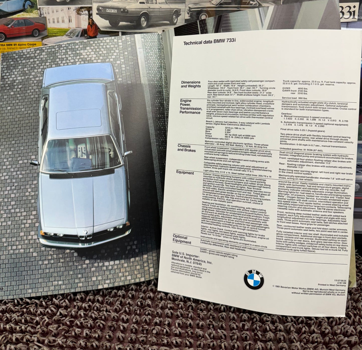 BMW E23 733i 1981 Booklet