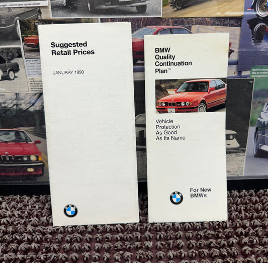 BMW 1990 Retail Prices + Quality Continuation Plan Brochures