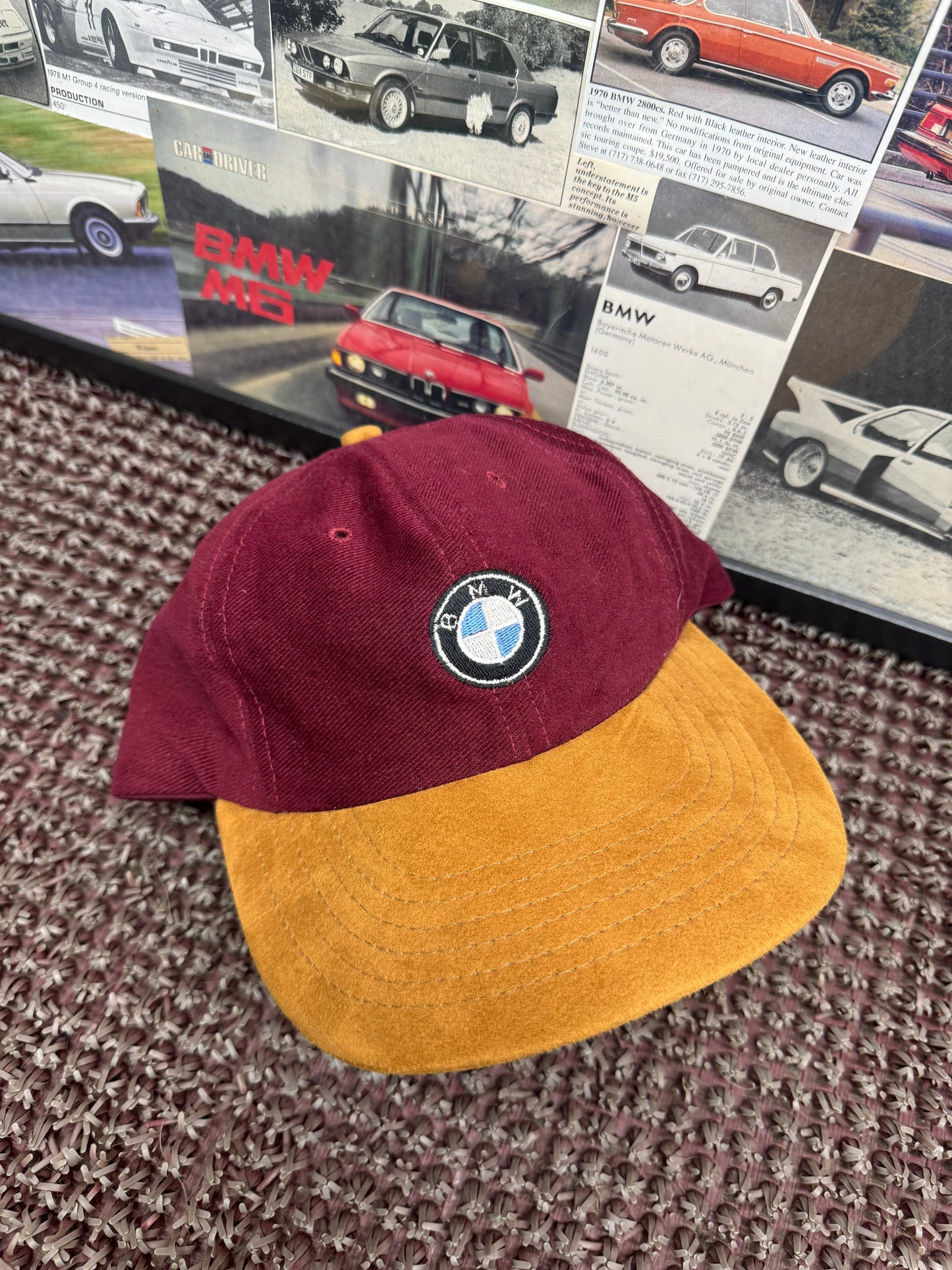Vintage BMW Roundel Burgundy Strapback Hat