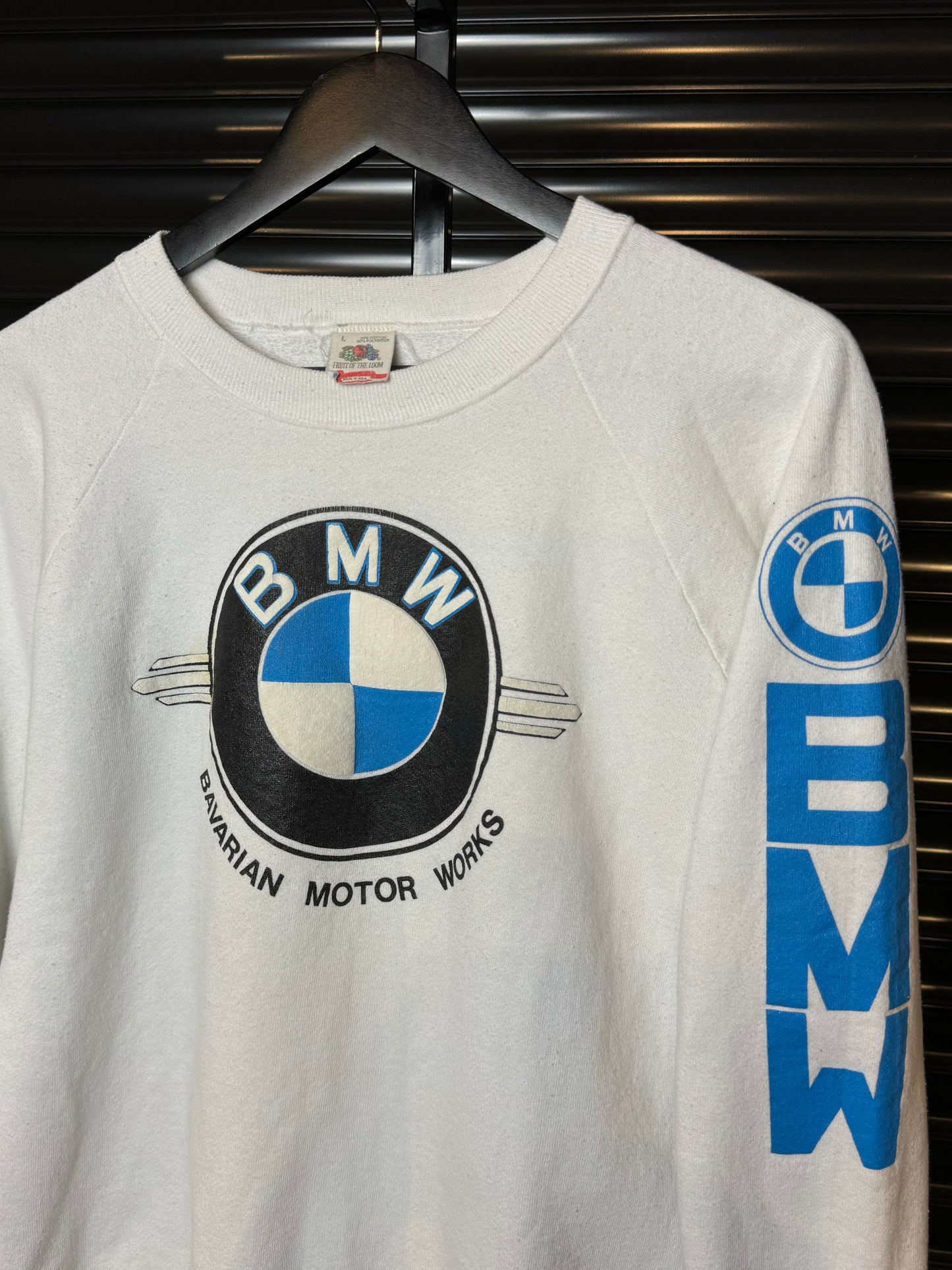 80’s BMW Roundel Sleeve Spellout Crewneck - Large