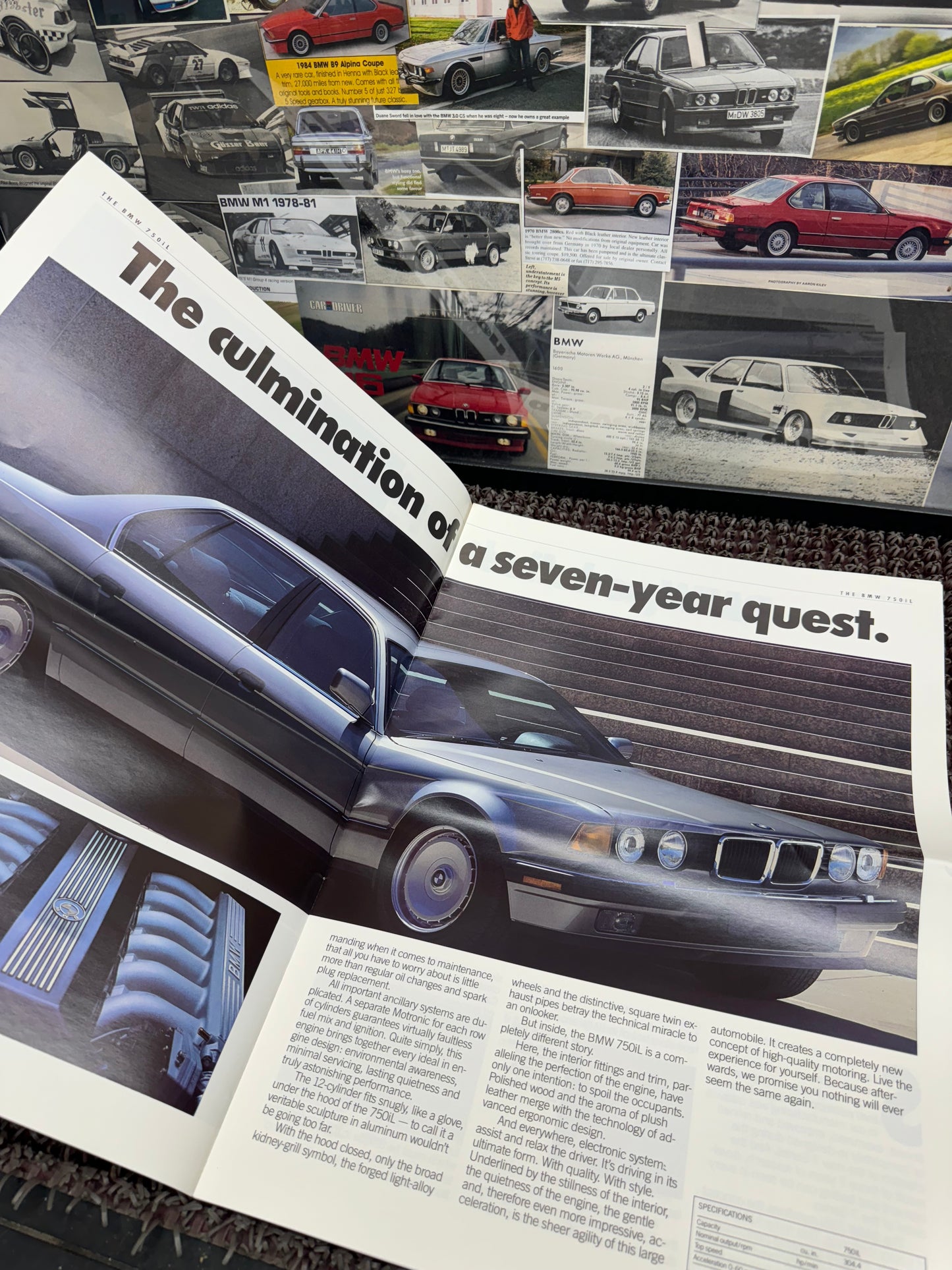 BMW E32 Fold Out Poster 1987 Booklet