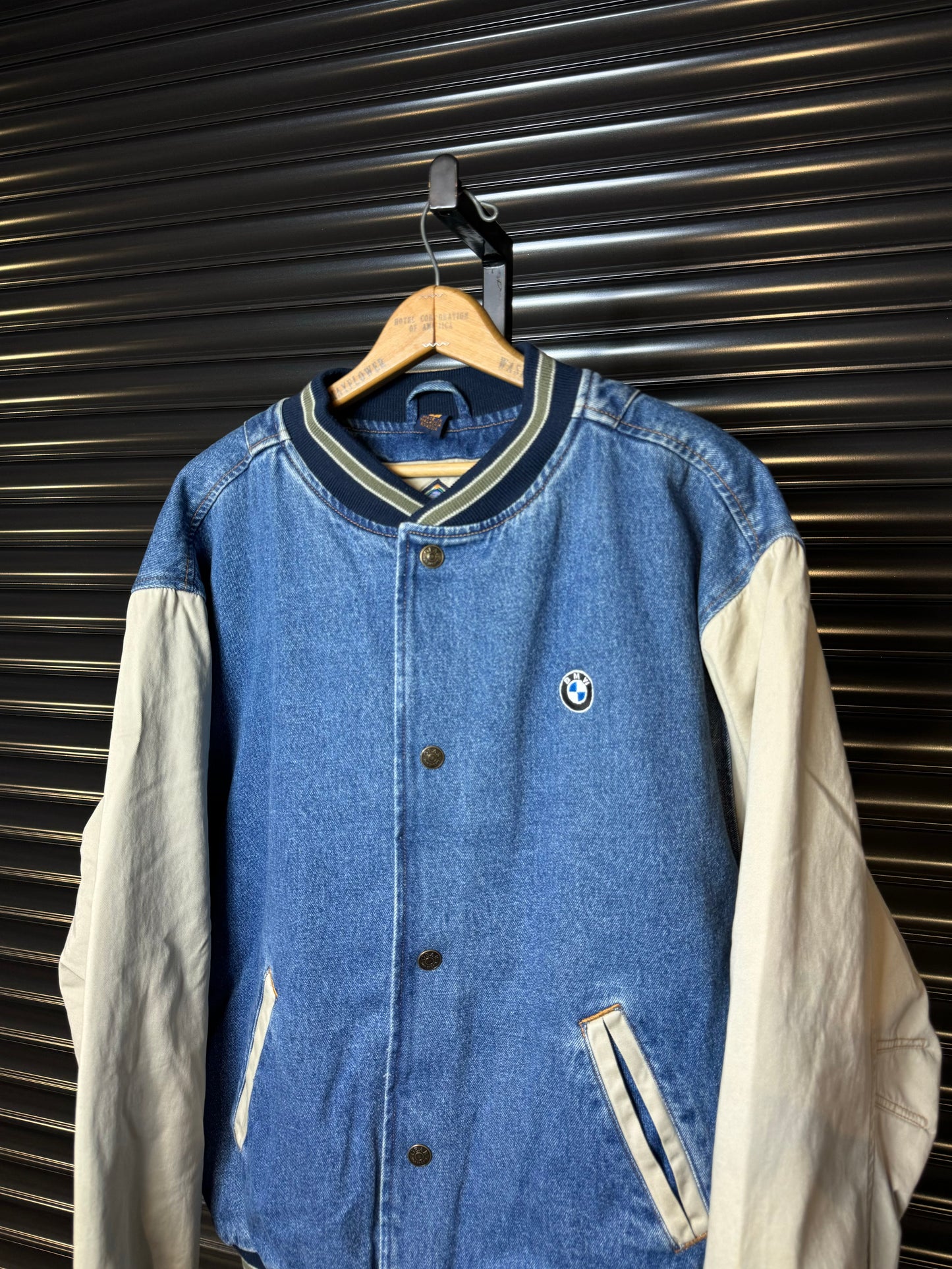 Vintage BMW Roundel Denim Varsity Jacket - Large