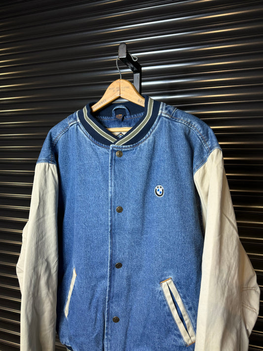 Vintage BMW Roundel Denim Varsity Jacket - Large