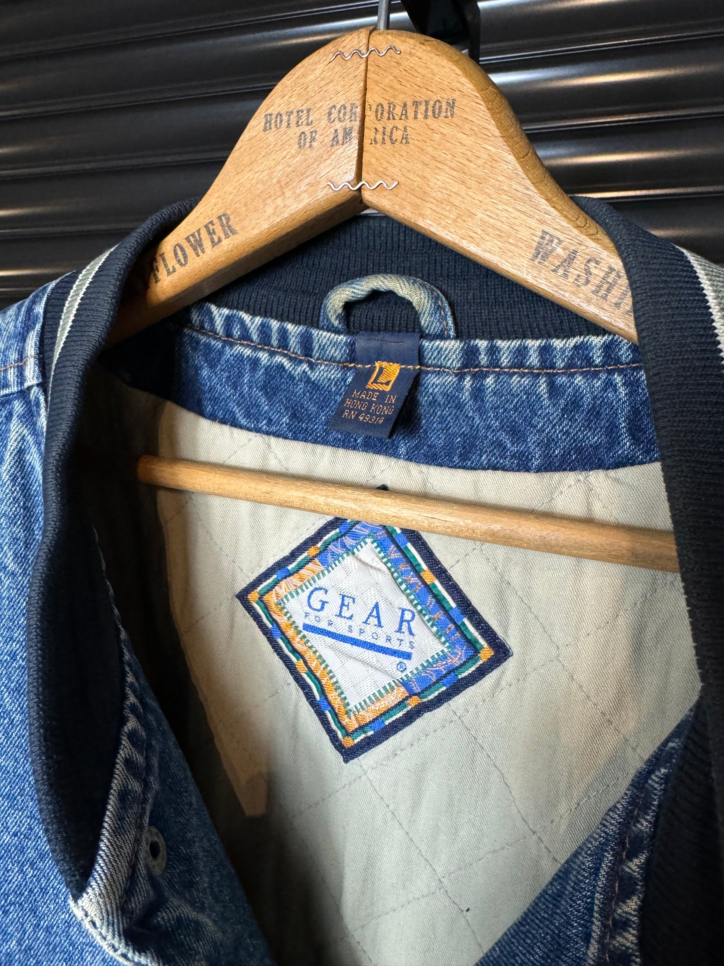 Vintage BMW Spell-out Denim Varsity Jacket - Large