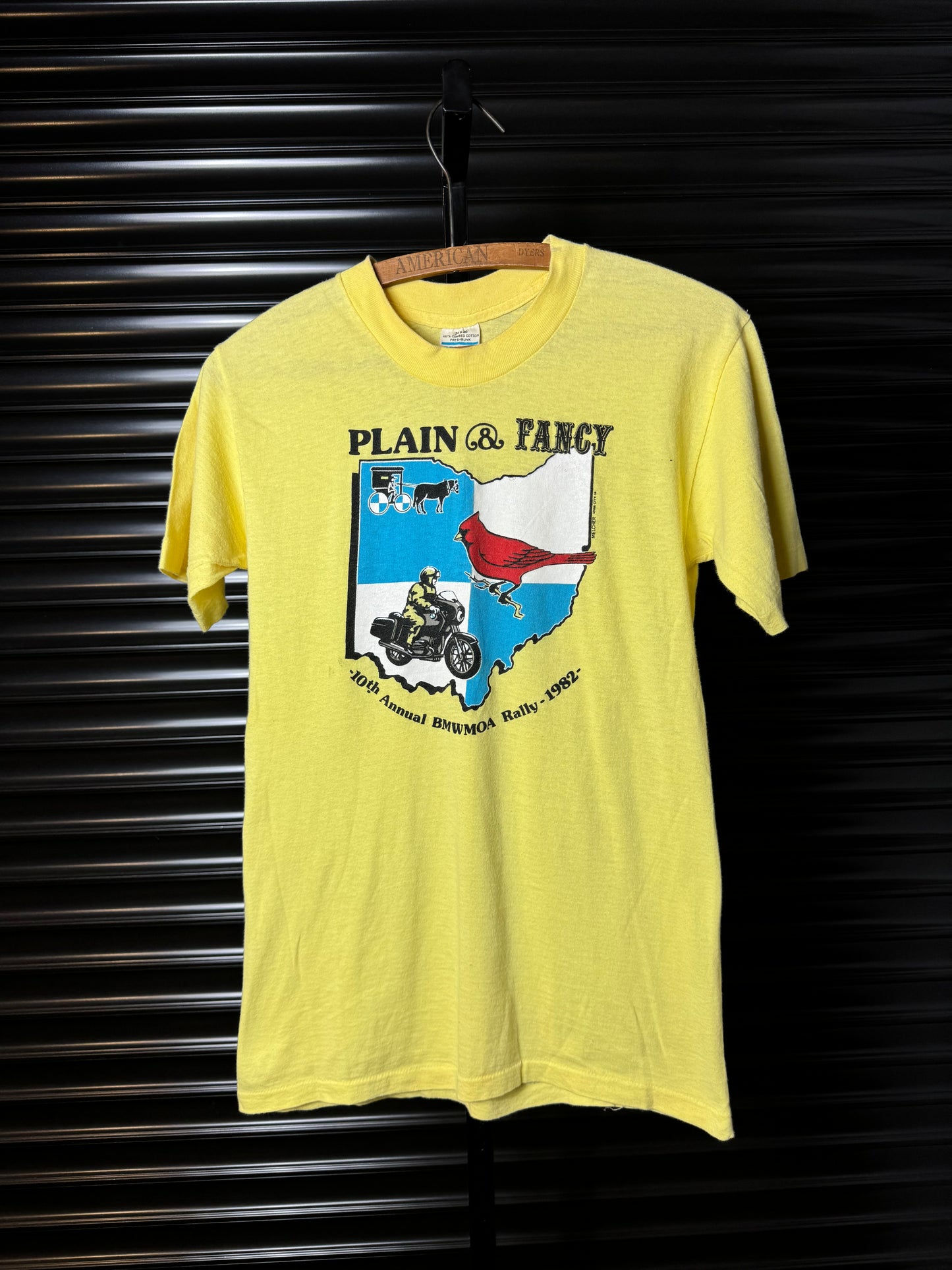Vintage BMW Motorcycles 1982 Plain & Fancy Tee - Yellow