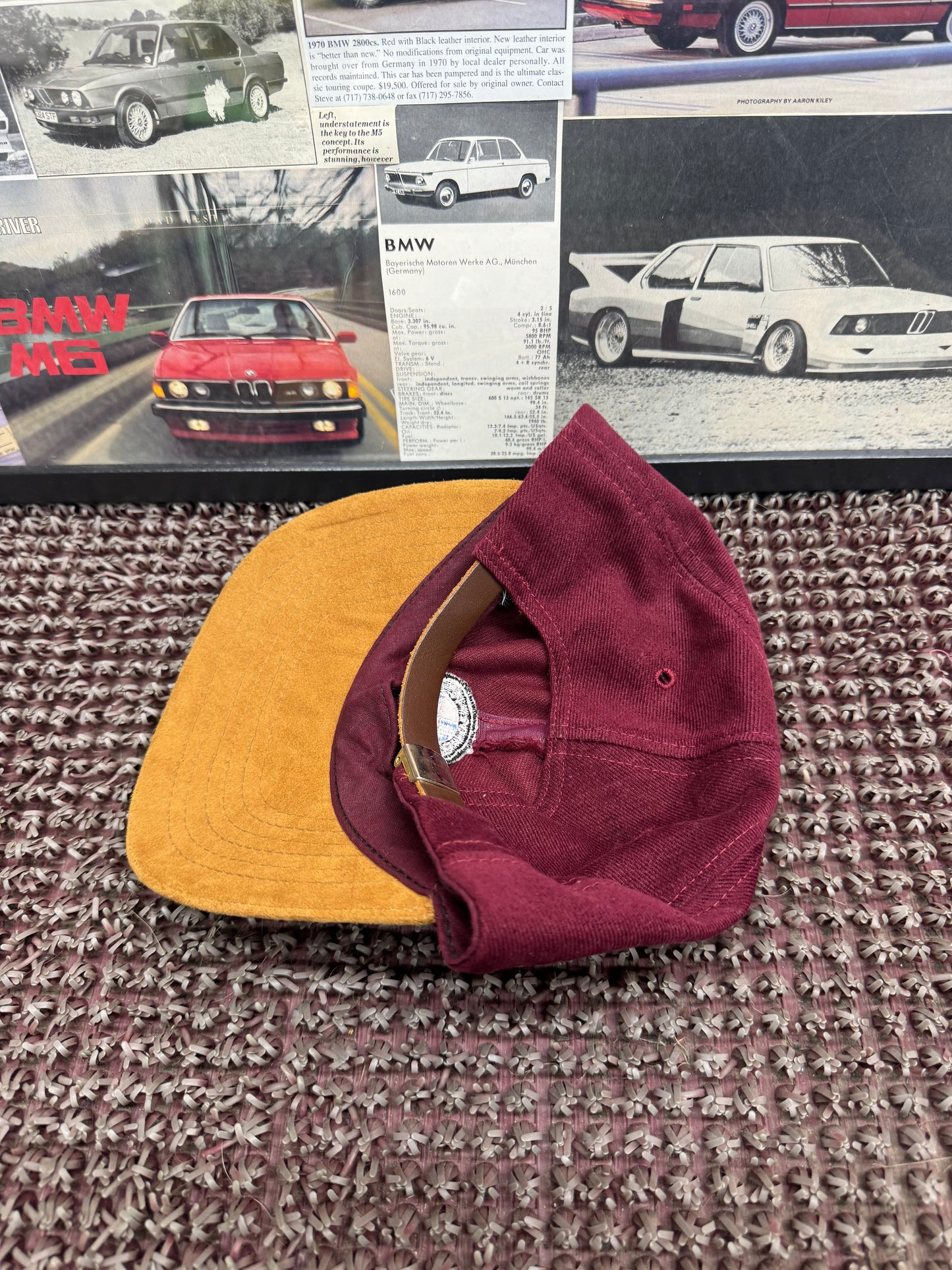Vintage BMW Roundel Burgundy Strapback Hat