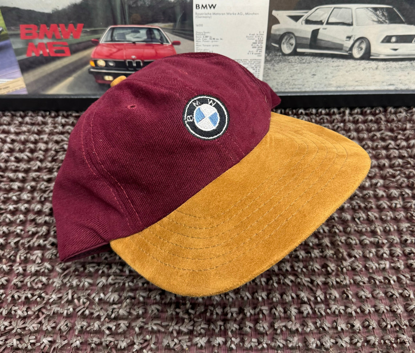 Vintage BMW Roundel Burgundy Strapback Hat