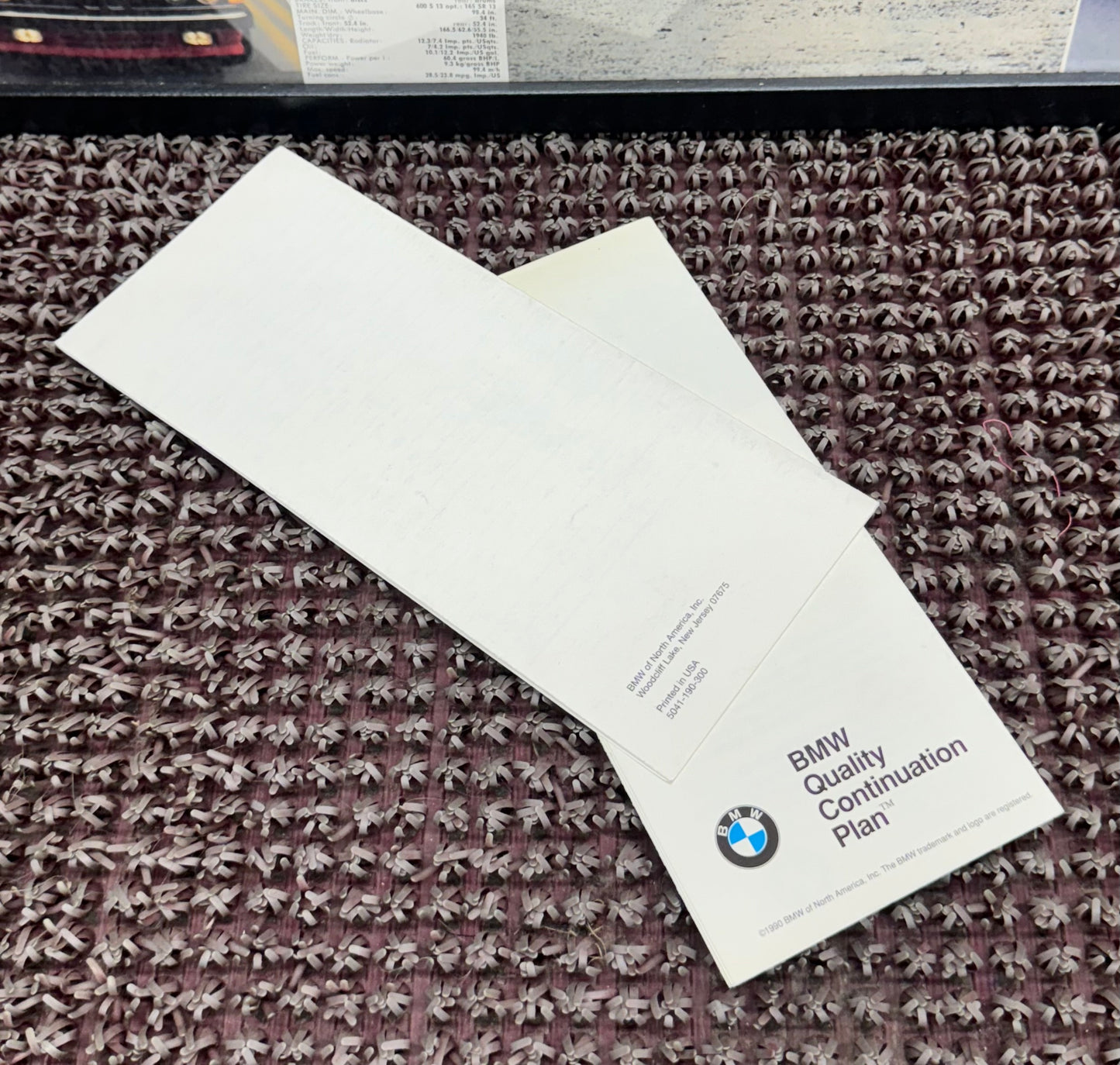 BMW 1990 Retail Prices + Quality Continuation Plan Brochures