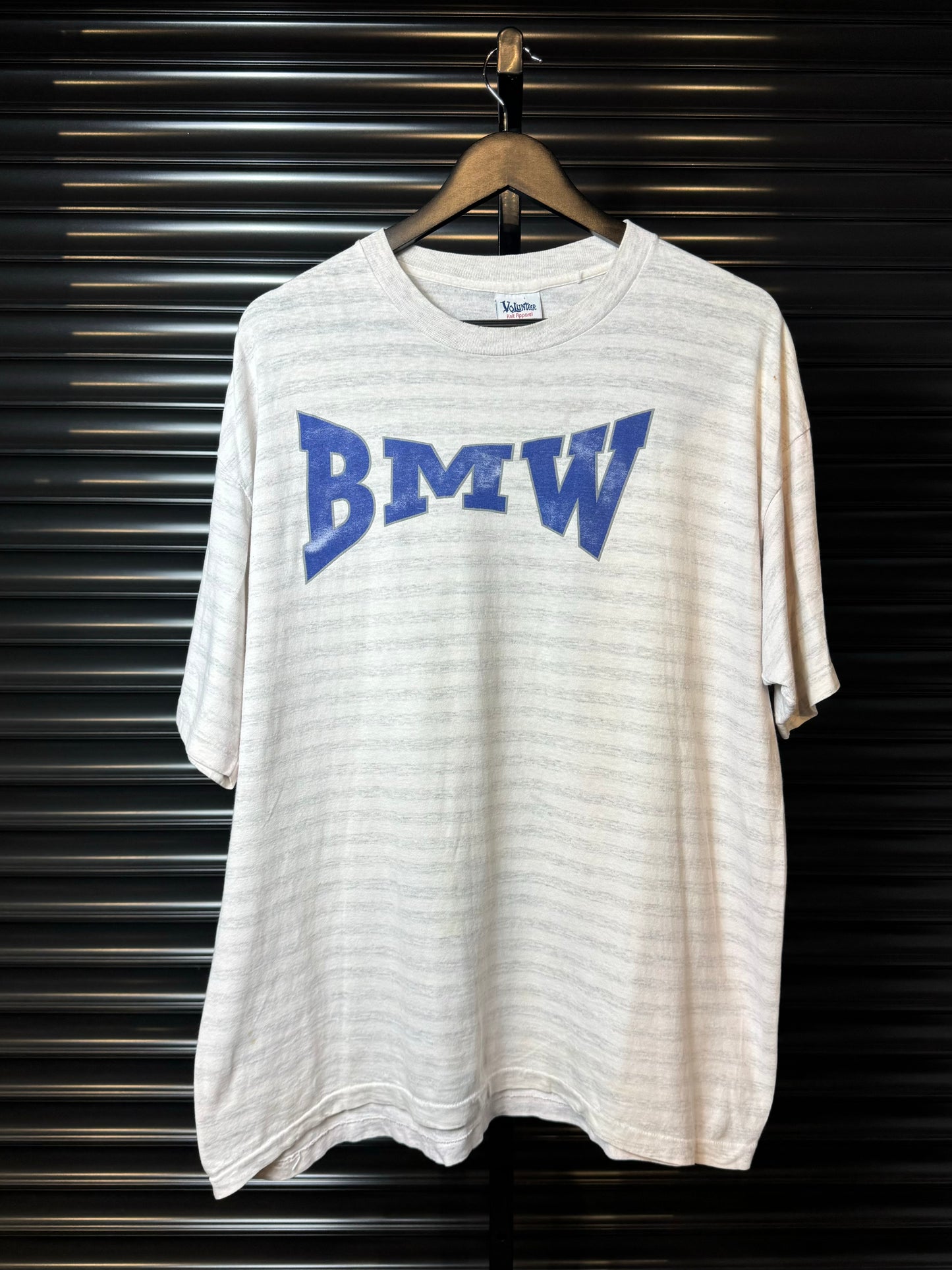 Vintage BMW Spellout Striped Tee - XL