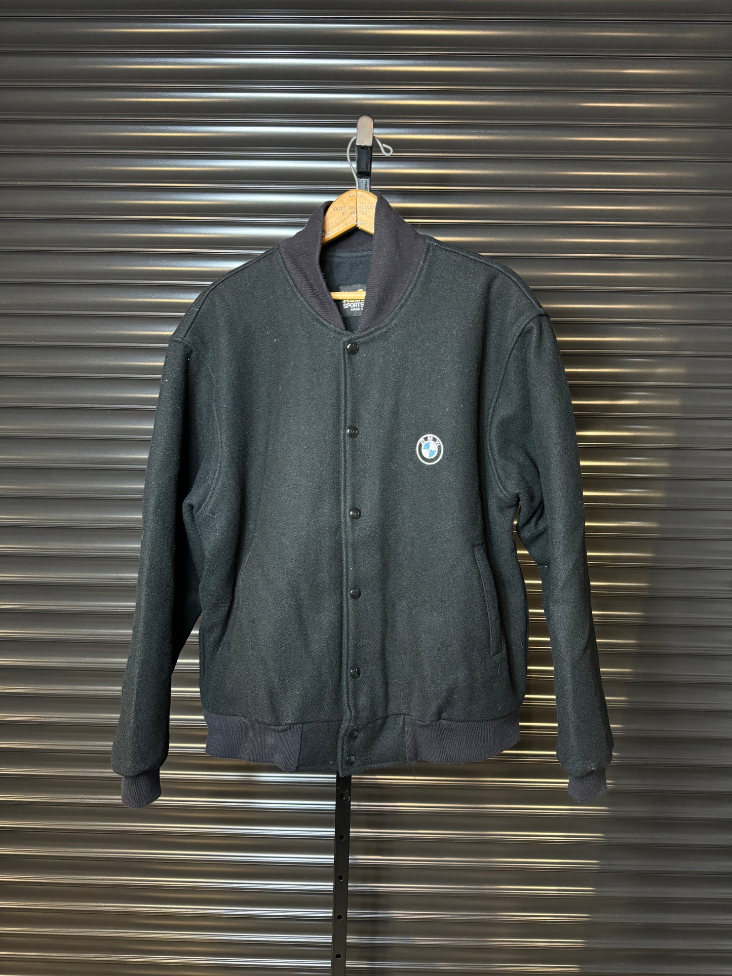 Vintage BMW Logo Wool Varsity Jacket - Large