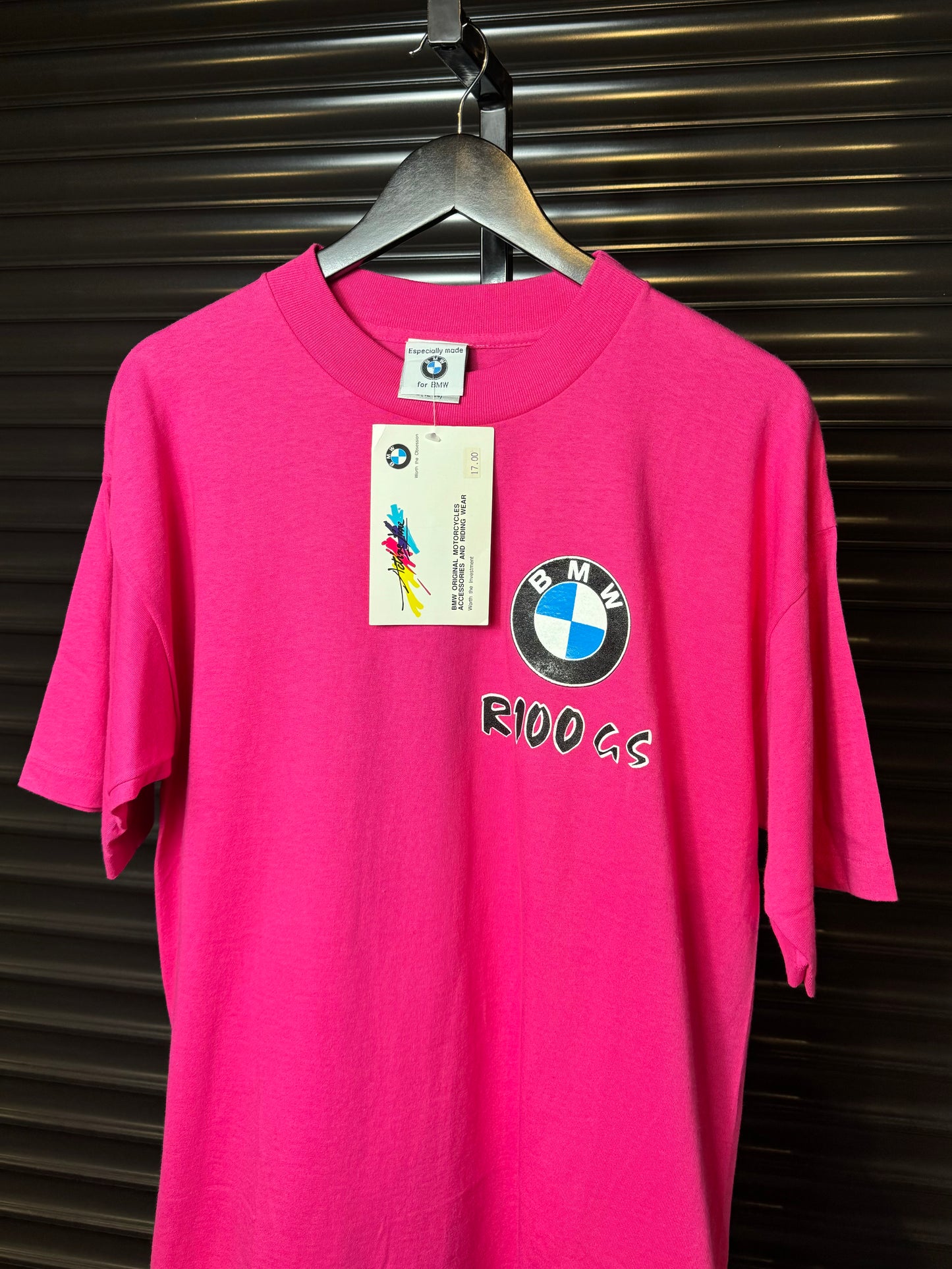 90’s BMW Motorcycles R100GS Pink Tee NWT - Large