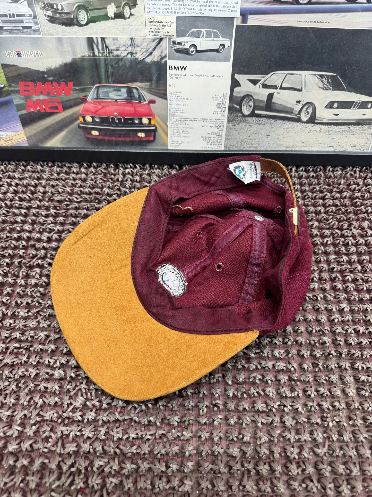 Vintage BMW Roundel Burgundy Strapback Hat