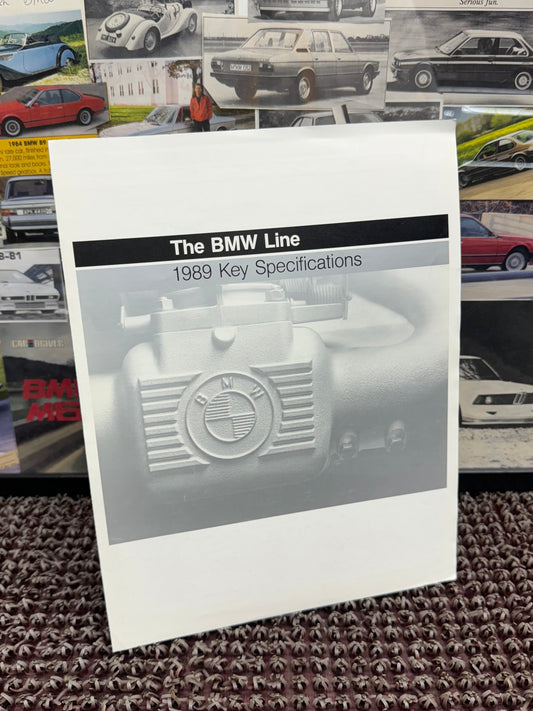 BMW 1989 Key Specifications Booklet