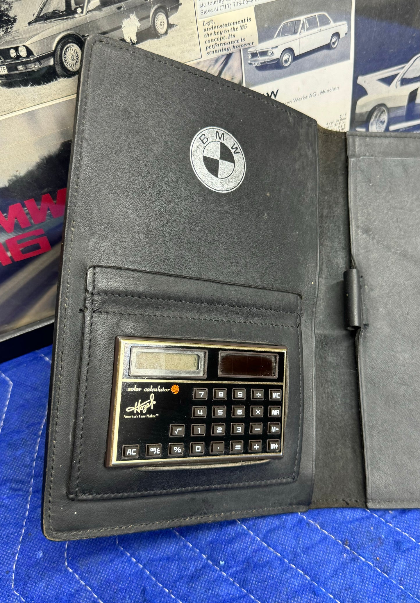 Vintage BMW Promotional Calculator Leather Bifold