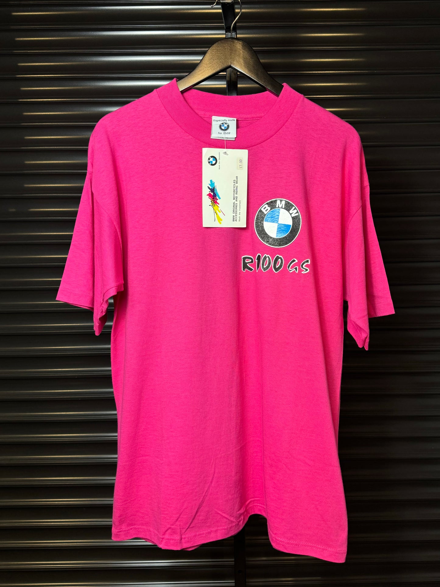 90’s BMW Motorcycles R100GS Pink Tee NWT - Large