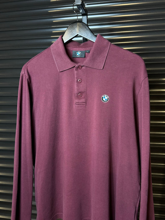 BMW Maroon Long sleeve Polo Shirt - Medium