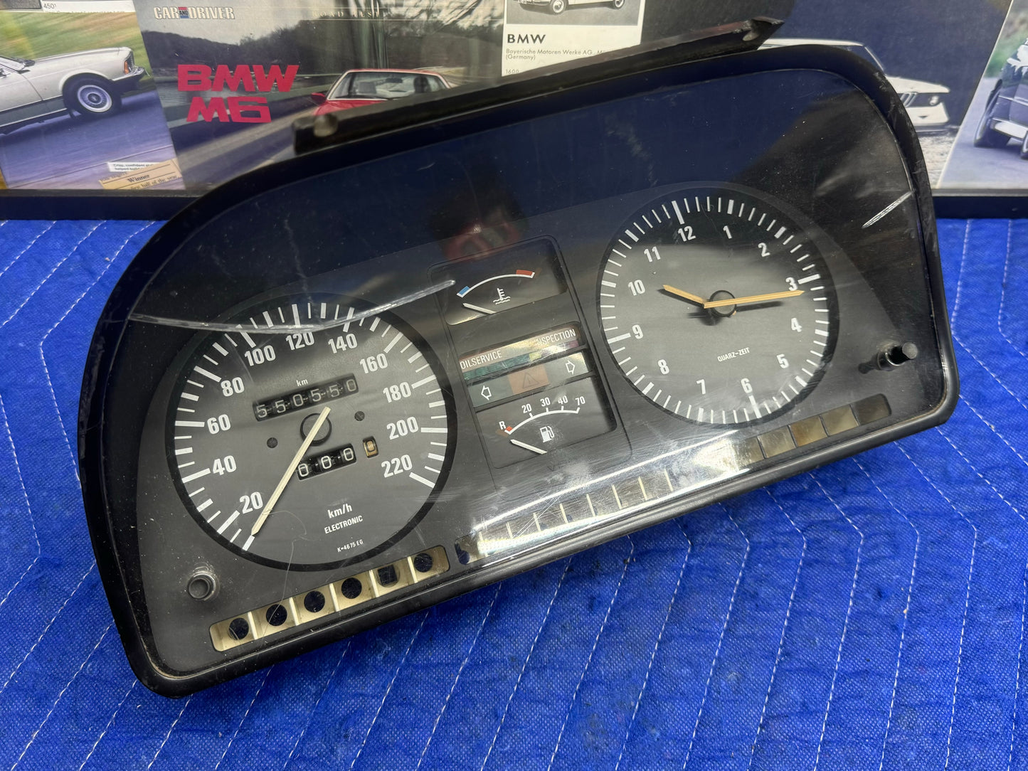 BMW E28 Euro Instrument Cluster + Quartz Clock - For Parts