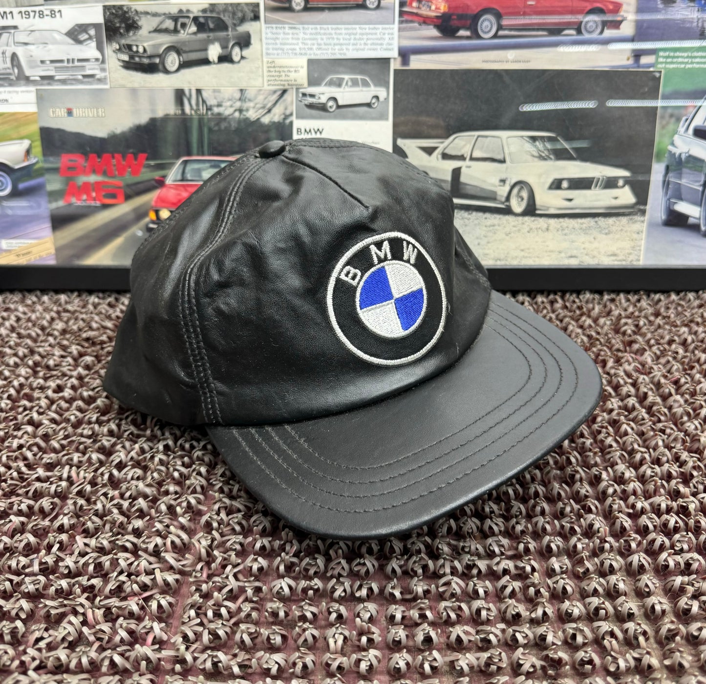 Vintage BMW Roundel Leather Strapback Hat