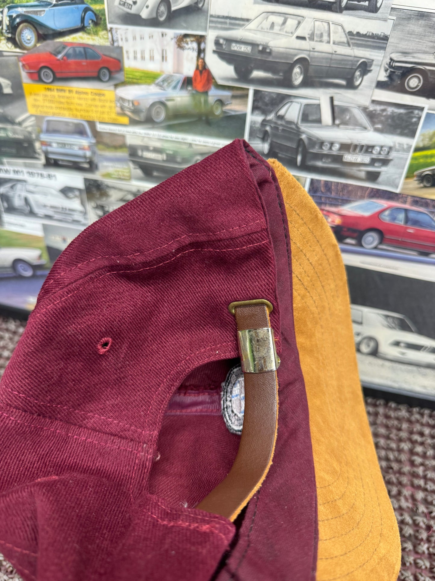 Vintage BMW Roundel Burgundy Strapback Hat