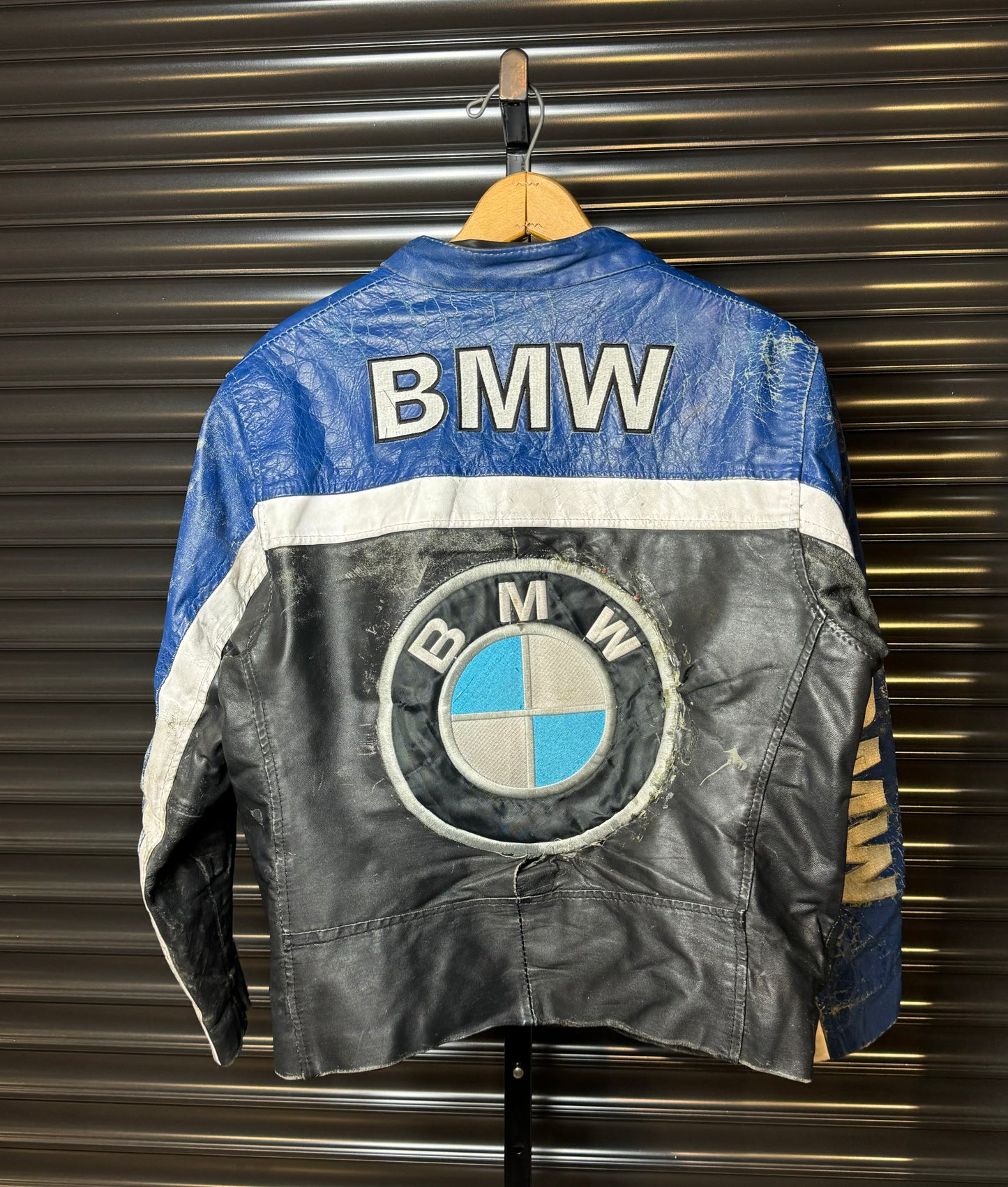 Vintage BMW Distressed Leather Racing Jacket