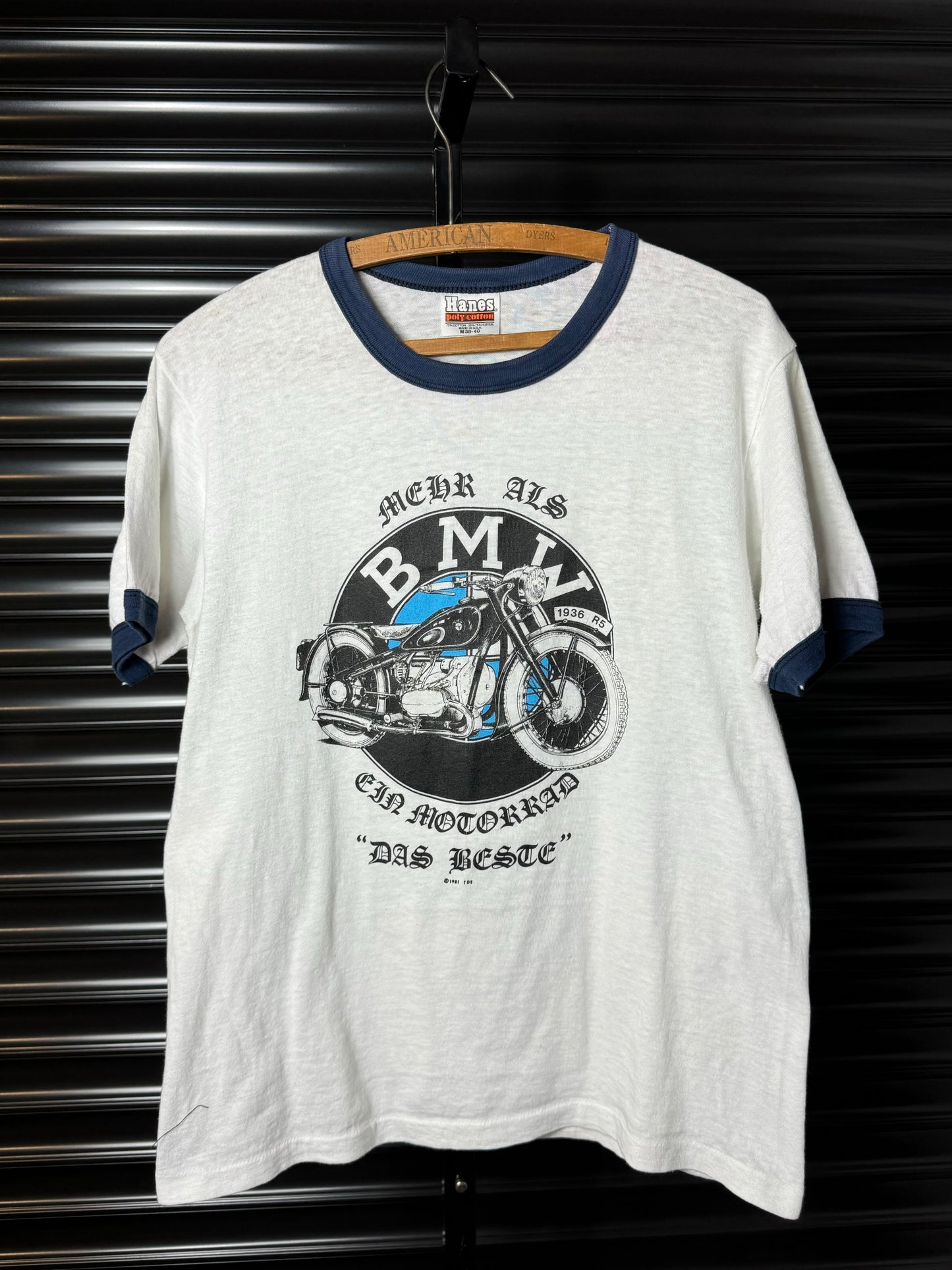 Vintage 80’s BMW 1936 R5 Motorcycle Ringer Tee - Medium