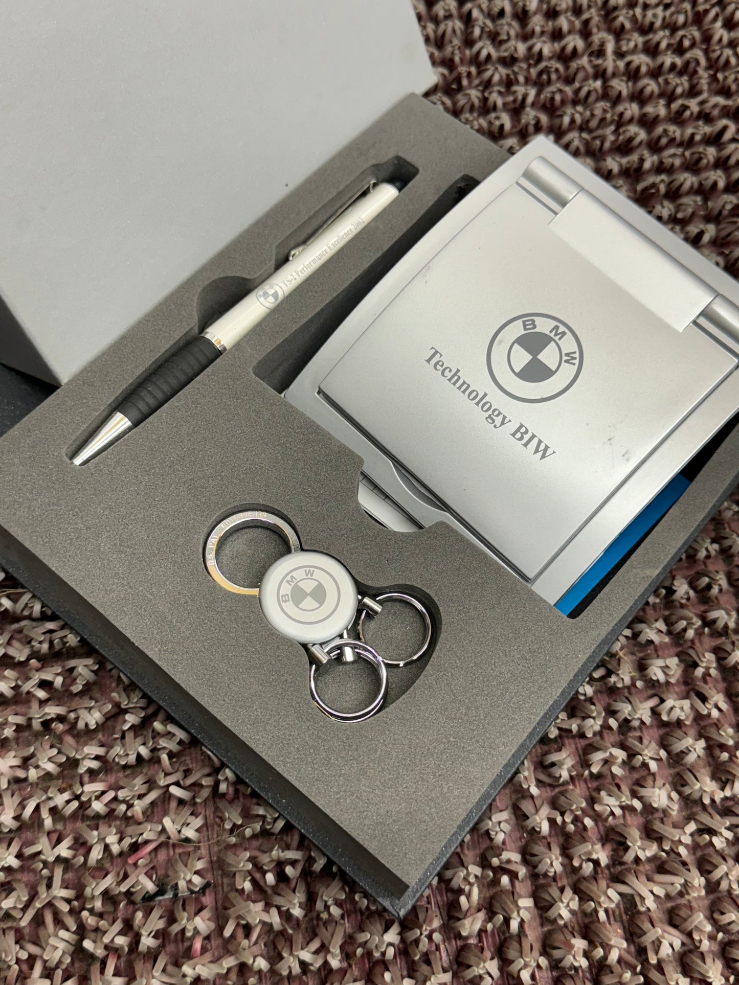 Vintage BMW Technology Promotional Calendar Calculator Keychain Accessory Set