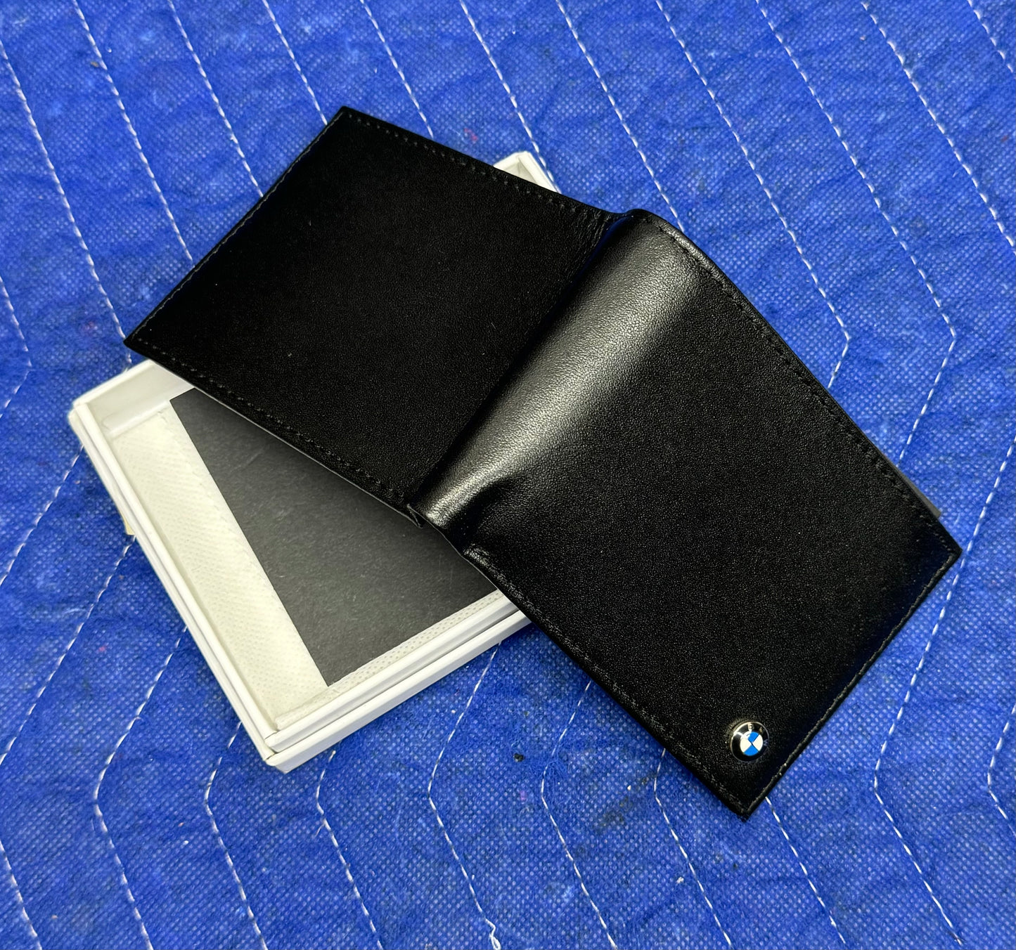 BMW Black Leather Bi-Fold Wallet - New