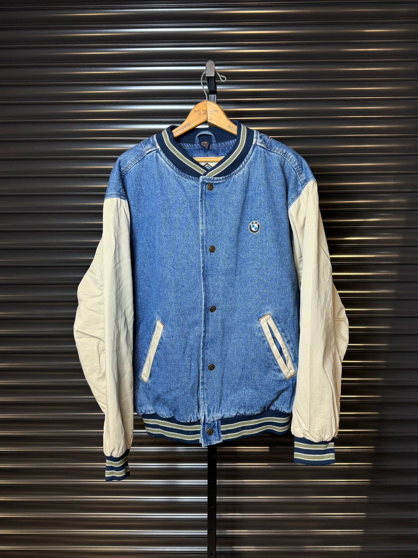Vintage BMW Roundel Denim Varsity Jacket - Large