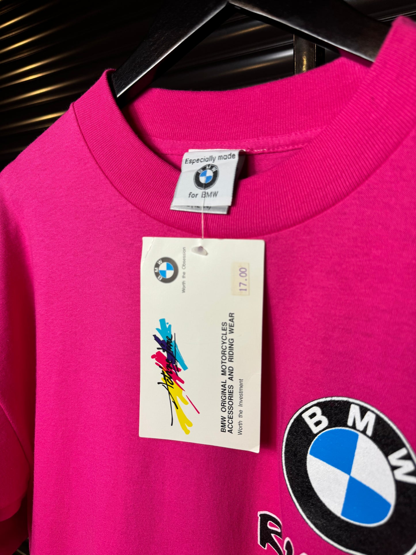 90’s BMW Motorcycles R100GS Pink Tee NWT - Large