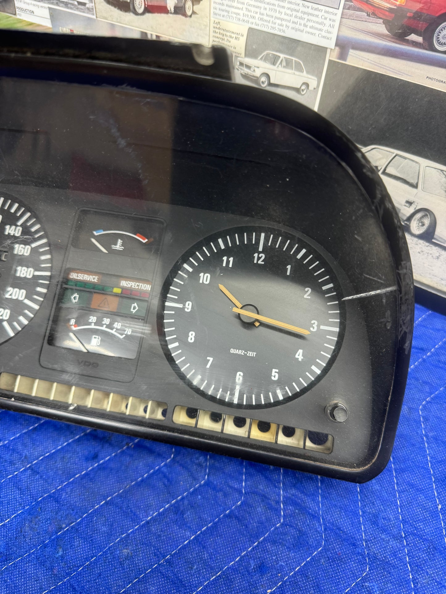 BMW E28 Euro Instrument Cluster + Quartz Clock - For Parts