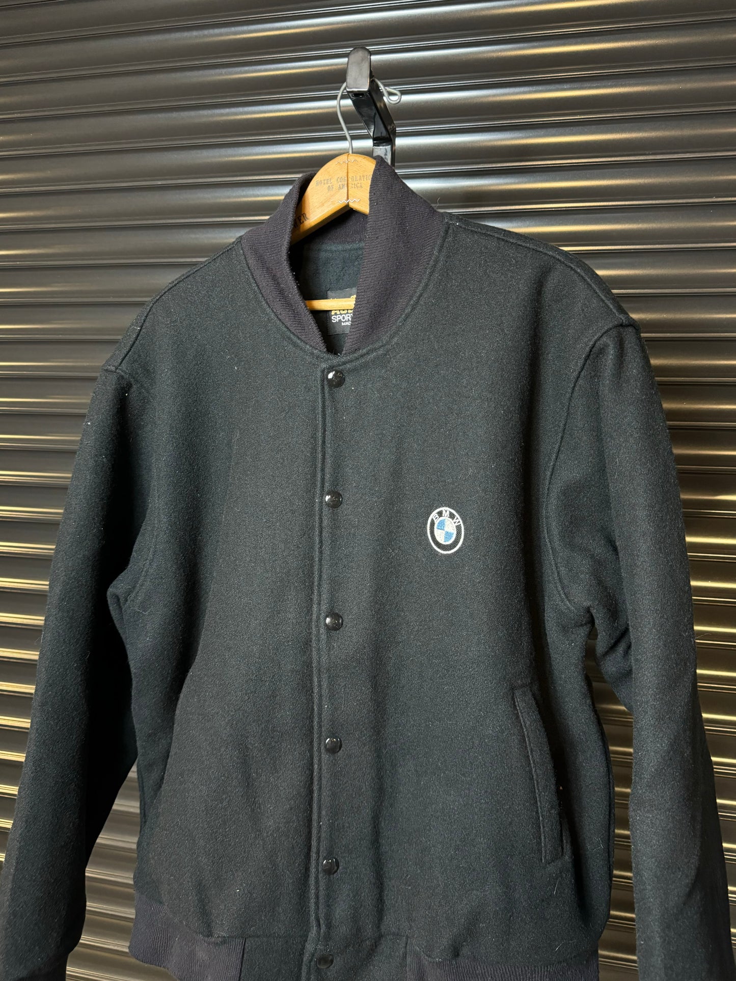 Vintage BMW Logo Wool Varsity Jacket - Large