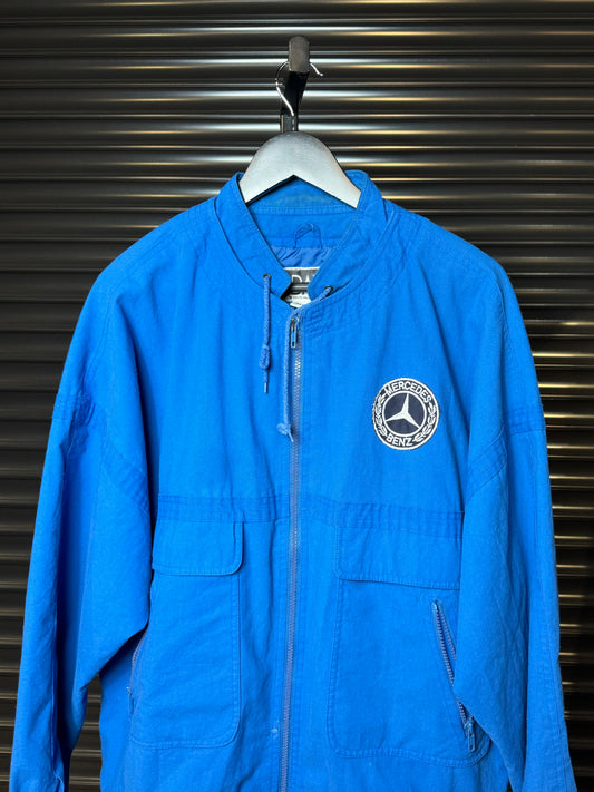 Vintage Mercedes Benz Logo Zip Up Light Jacket - Large