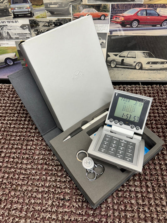 Vintage BMW Technology Promotional Calendar Calculator Keychain Accessory Set