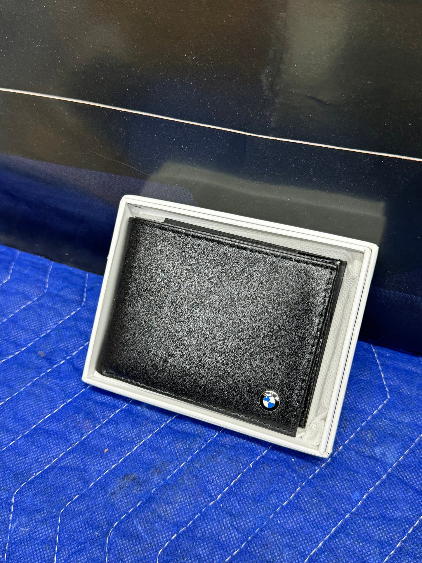 BMW Black Leather Bi-Fold Wallet - New