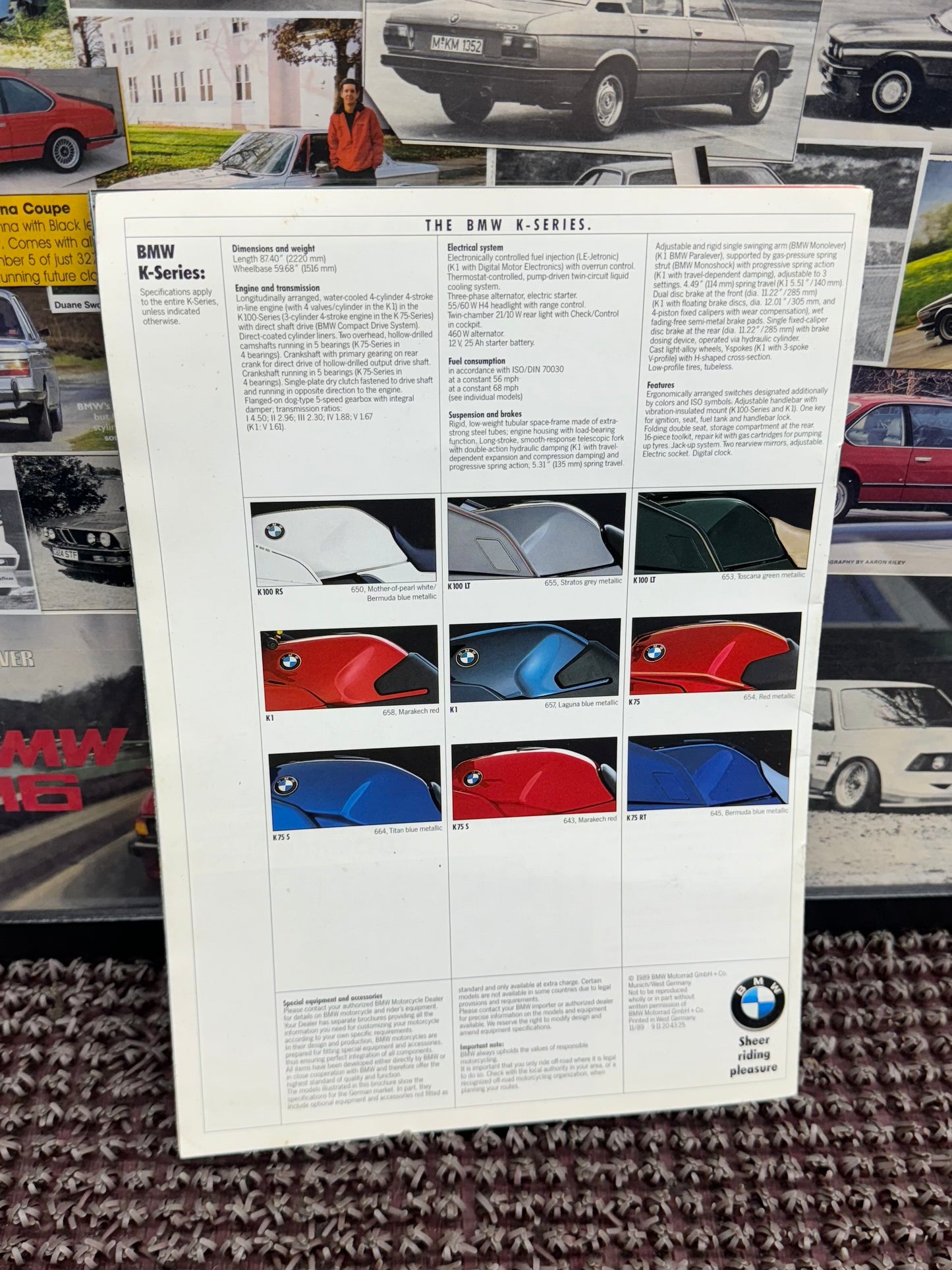 BMW Motorcycles 1990 K-Series Range Booklet