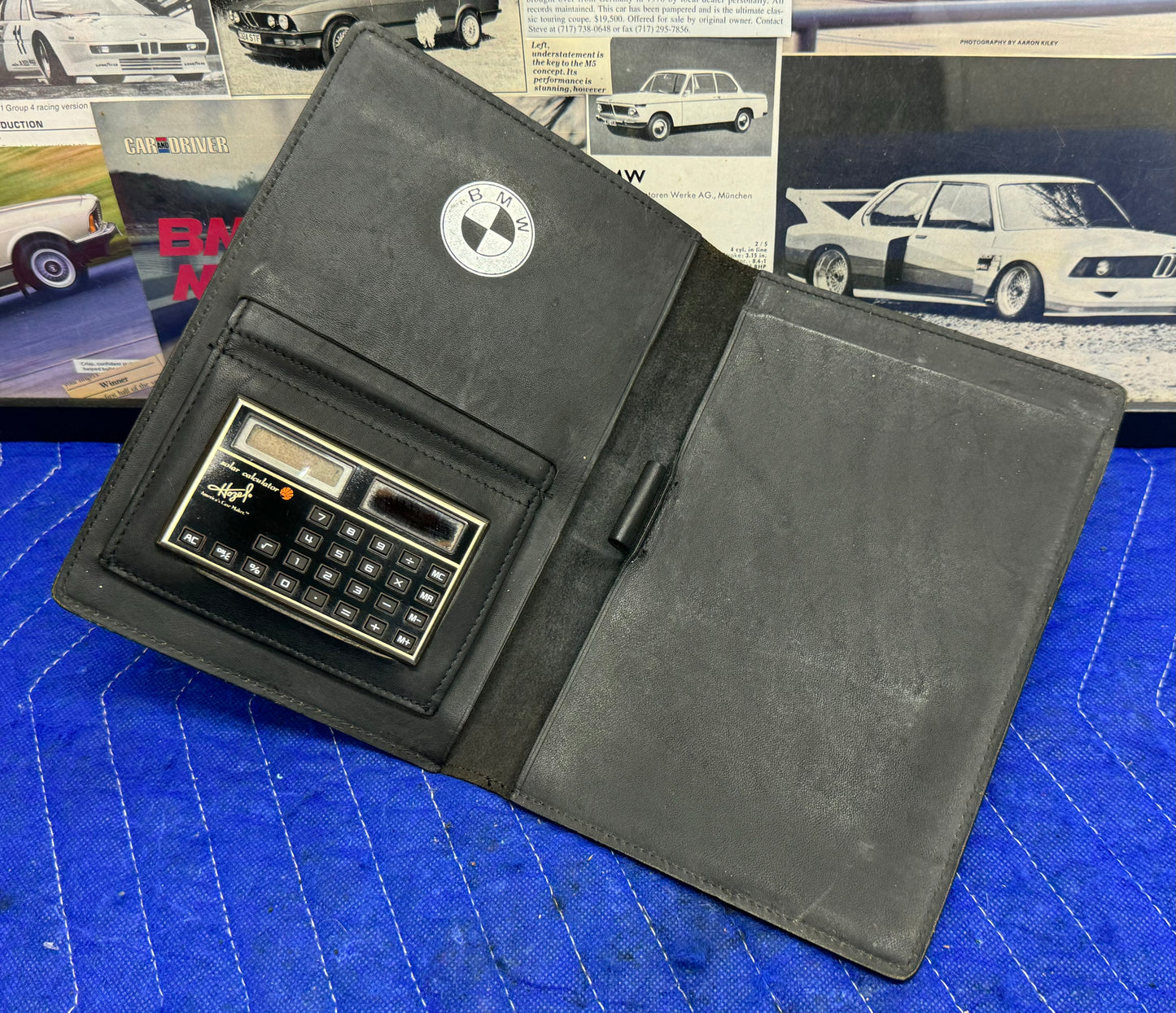 Vintage BMW Promotional Calculator Leather Bifold