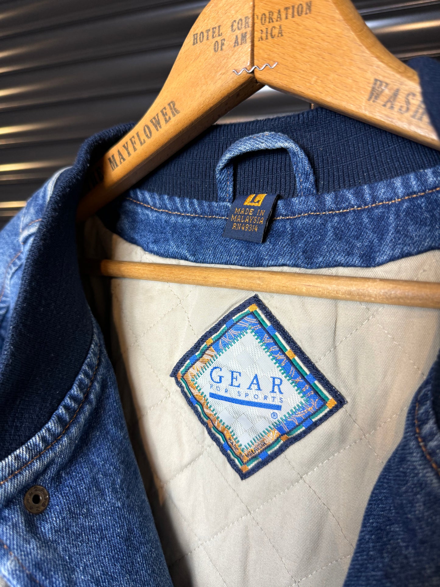 Vintage BMW Roundel Denim Varsity Jacket - Large