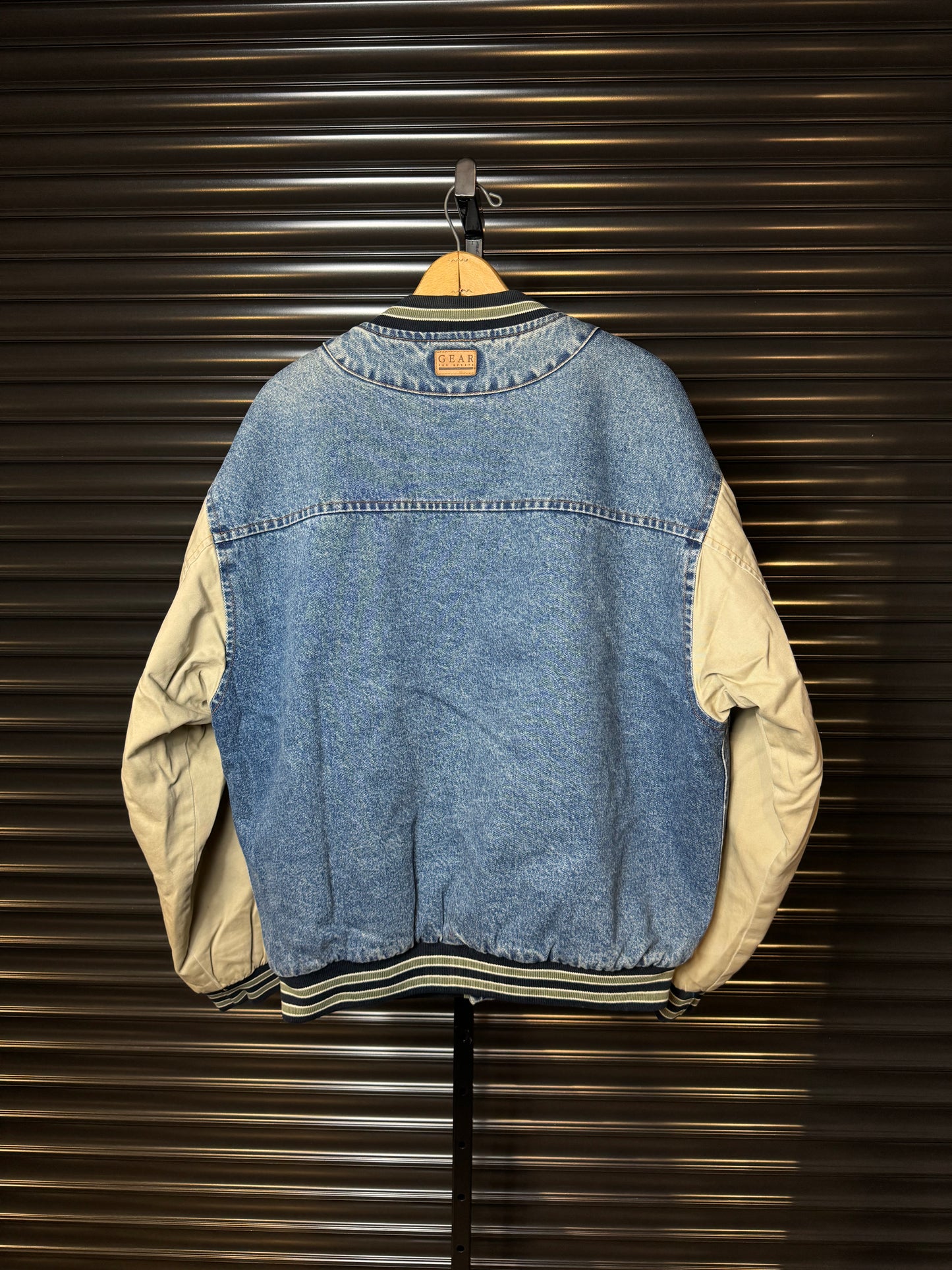 Vintage BMW Spell-out Denim Varsity Jacket - Large