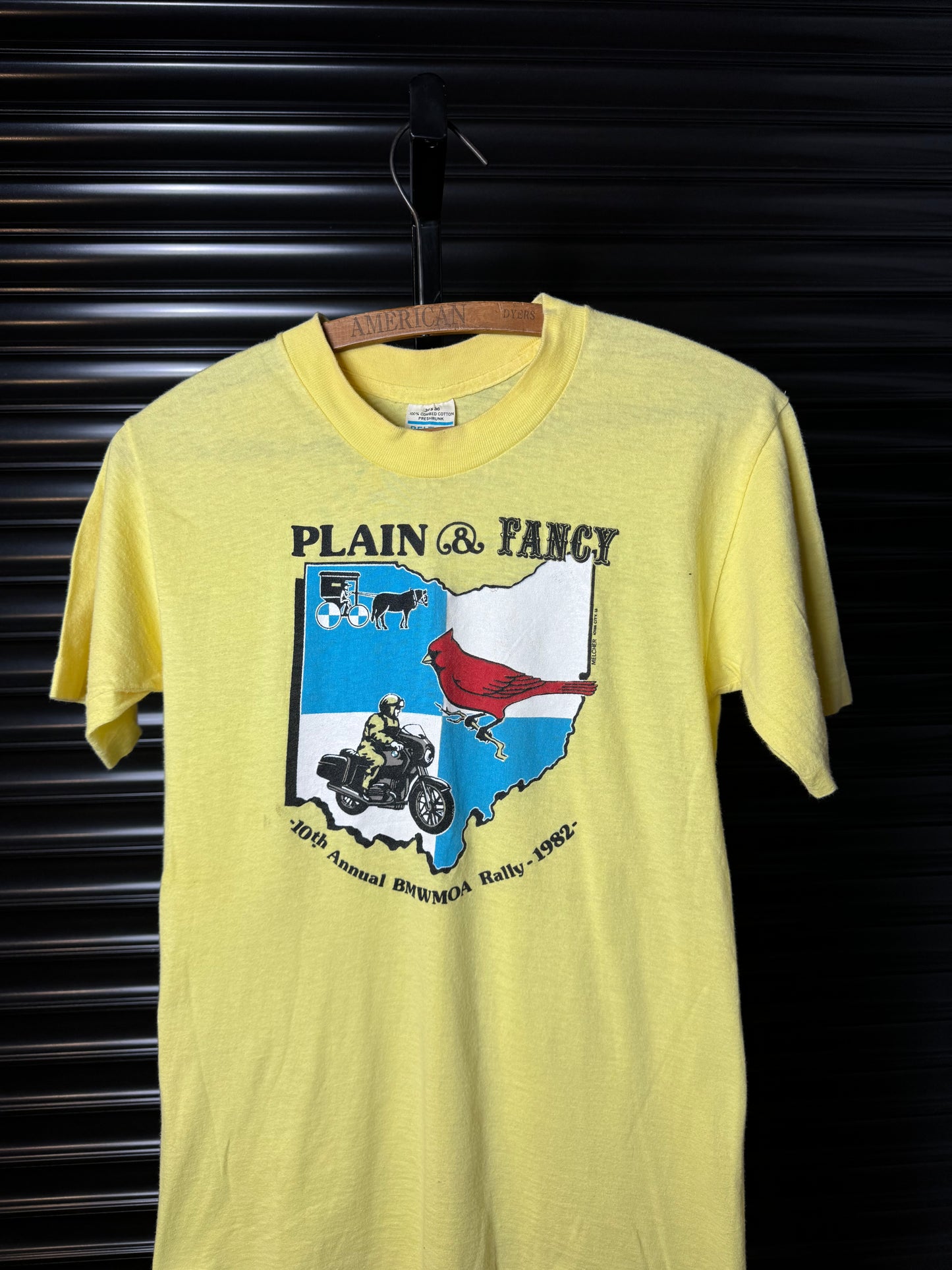 Vintage BMW Motorcycles 1982 Plain & Fancy Tee - Yellow
