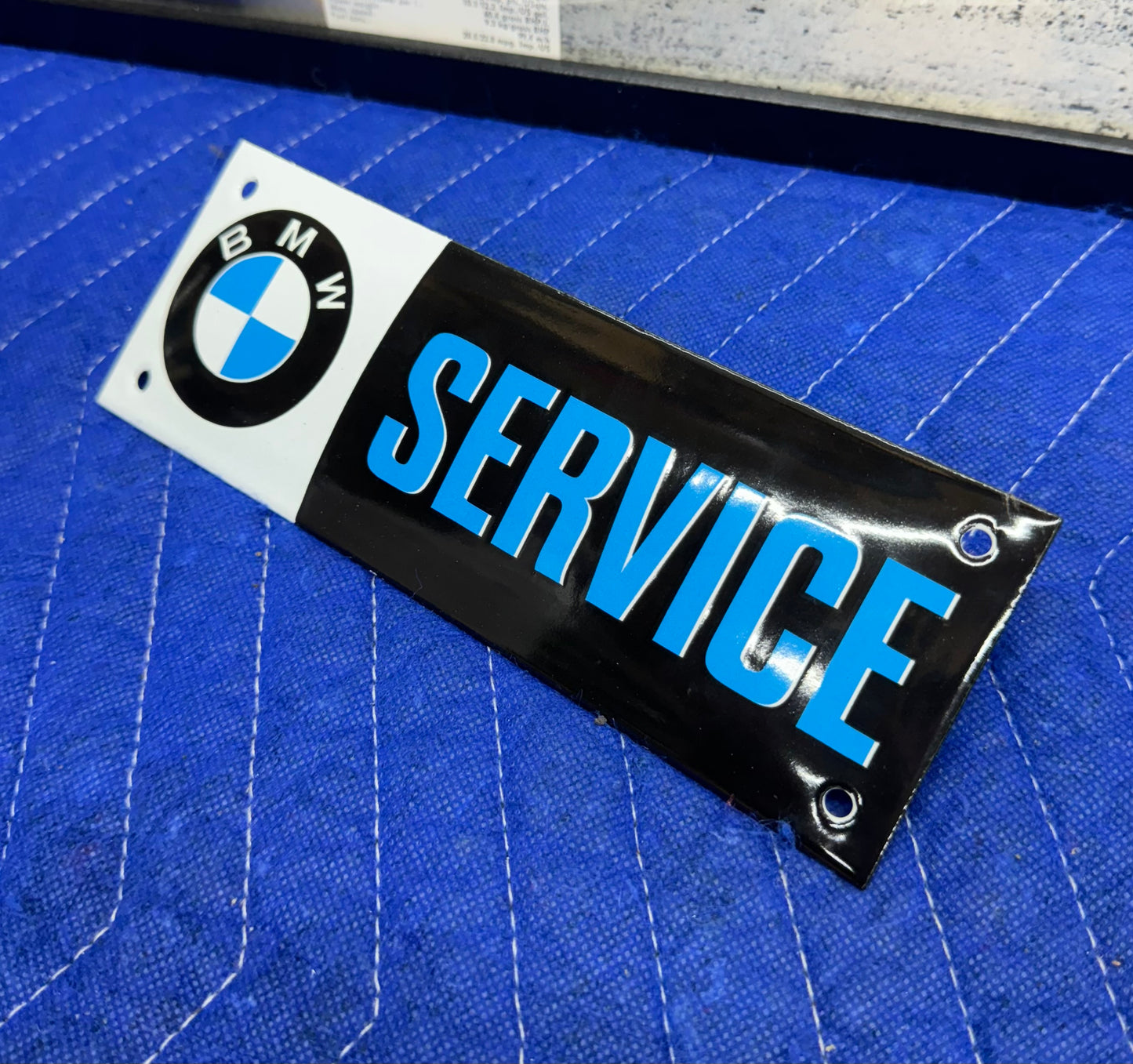 Vintage BMW Service Advertising Sign Die Cut Heavy Metal Porcelain